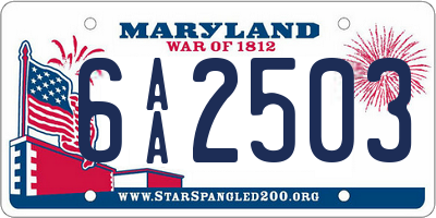 MD license plate 6AA2503