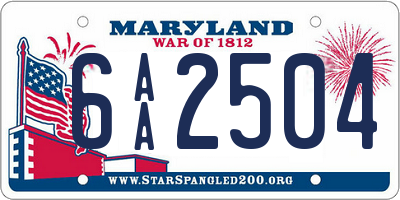 MD license plate 6AA2504