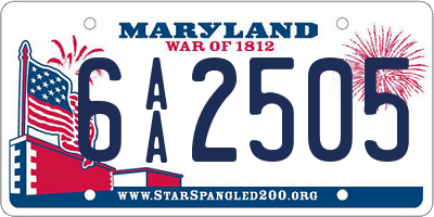 MD license plate 6AA2505