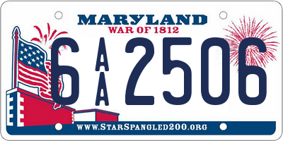 MD license plate 6AA2506