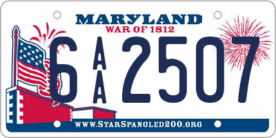 MD license plate 6AA2507