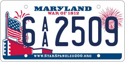 MD license plate 6AA2509