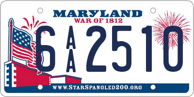 MD license plate 6AA2510