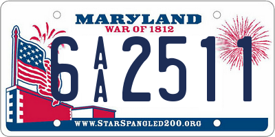 MD license plate 6AA2511