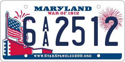 MD license plate 6AA2512