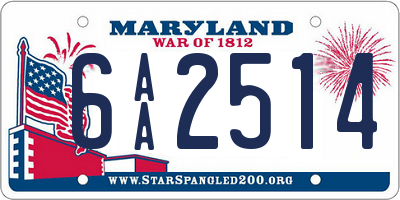 MD license plate 6AA2514