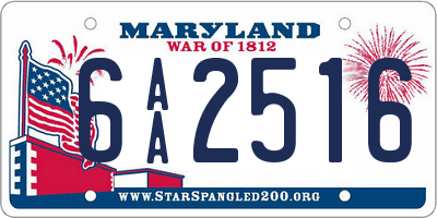 MD license plate 6AA2516