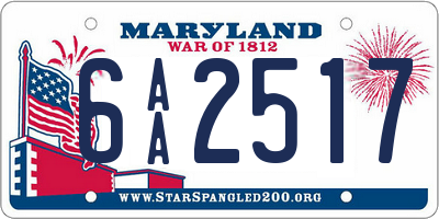 MD license plate 6AA2517