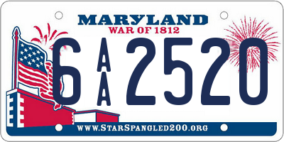 MD license plate 6AA2520