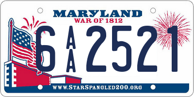 MD license plate 6AA2521