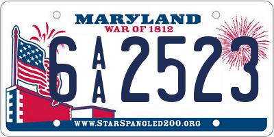 MD license plate 6AA2523