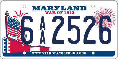 MD license plate 6AA2526