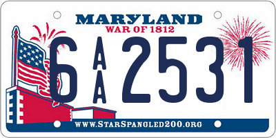 MD license plate 6AA2531