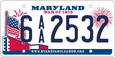 MD license plate 6AA2532