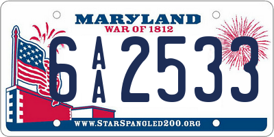 MD license plate 6AA2533