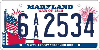 MD license plate 6AA2534