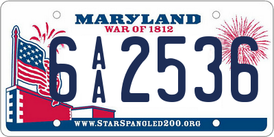 MD license plate 6AA2536