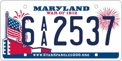 MD license plate 6AA2537