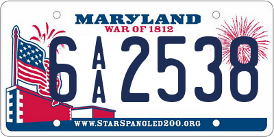 MD license plate 6AA2538