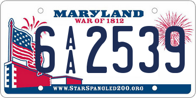 MD license plate 6AA2539