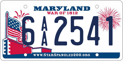 MD license plate 6AA2541