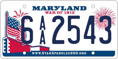 MD license plate 6AA2543