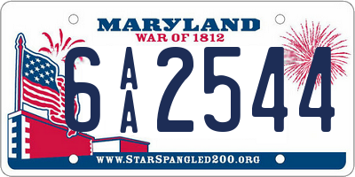 MD license plate 6AA2544