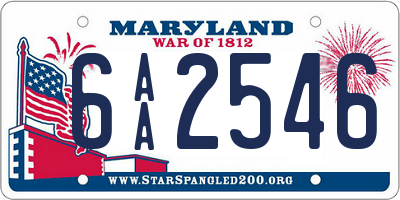 MD license plate 6AA2546