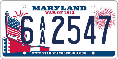 MD license plate 6AA2547