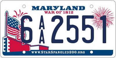 MD license plate 6AA2551