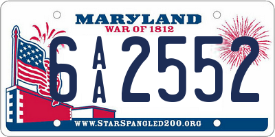 MD license plate 6AA2552