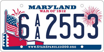 MD license plate 6AA2553