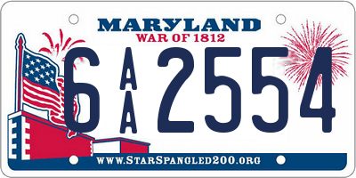 MD license plate 6AA2554