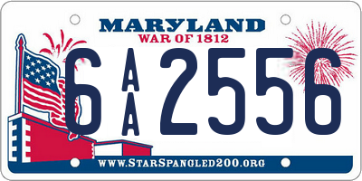 MD license plate 6AA2556