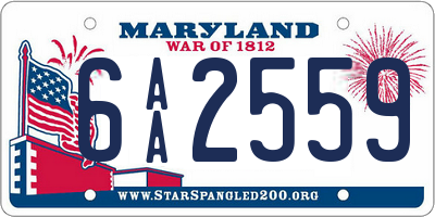 MD license plate 6AA2559