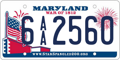 MD license plate 6AA2560