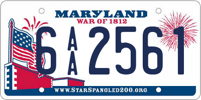 MD license plate 6AA2561