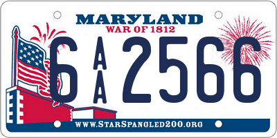 MD license plate 6AA2566