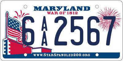 MD license plate 6AA2567