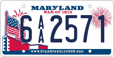 MD license plate 6AA2571