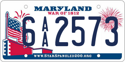 MD license plate 6AA2573