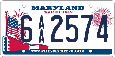 MD license plate 6AA2574