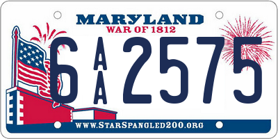 MD license plate 6AA2575