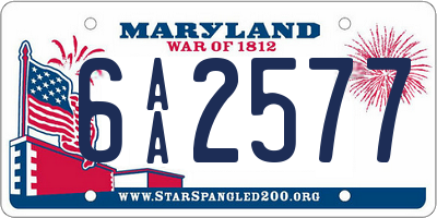 MD license plate 6AA2577