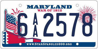 MD license plate 6AA2578