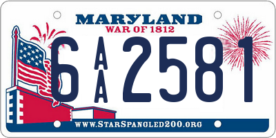 MD license plate 6AA2581