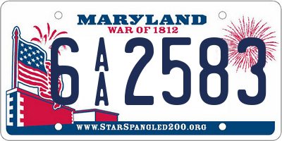 MD license plate 6AA2583