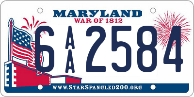 MD license plate 6AA2584