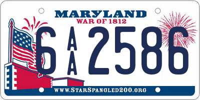 MD license plate 6AA2586