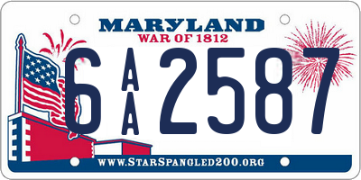 MD license plate 6AA2587